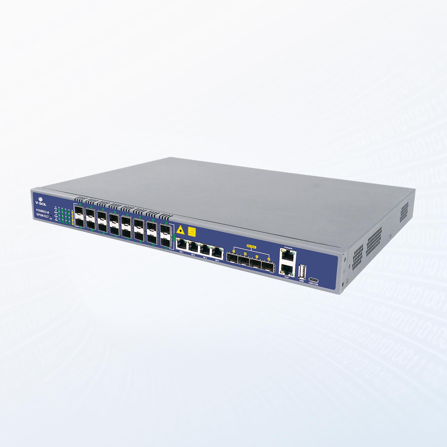 Alternative view of V1600G2-B 16GPON + 4GE(RJ45) + 4*10GE(SFP+) Cloud-EMS Коммутация Layer 3 Двойной источник питания 16-Портовый GPON OLT