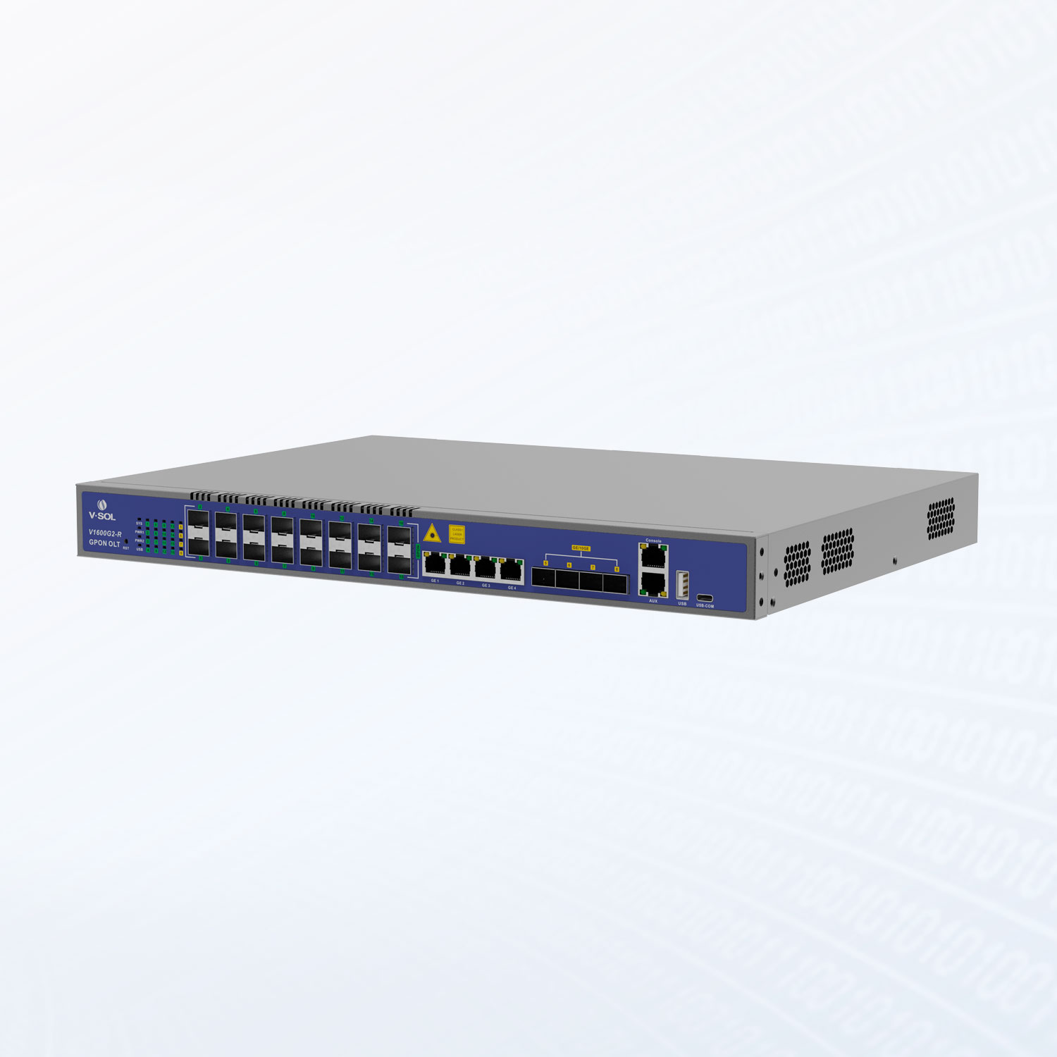Alternative view of V1600G2-R 16GPON + 4GE(RJ45) + 4*10GE(SFP+) Layer 3 Hot-Swap Cost-Effective 16 Port GPON OLT