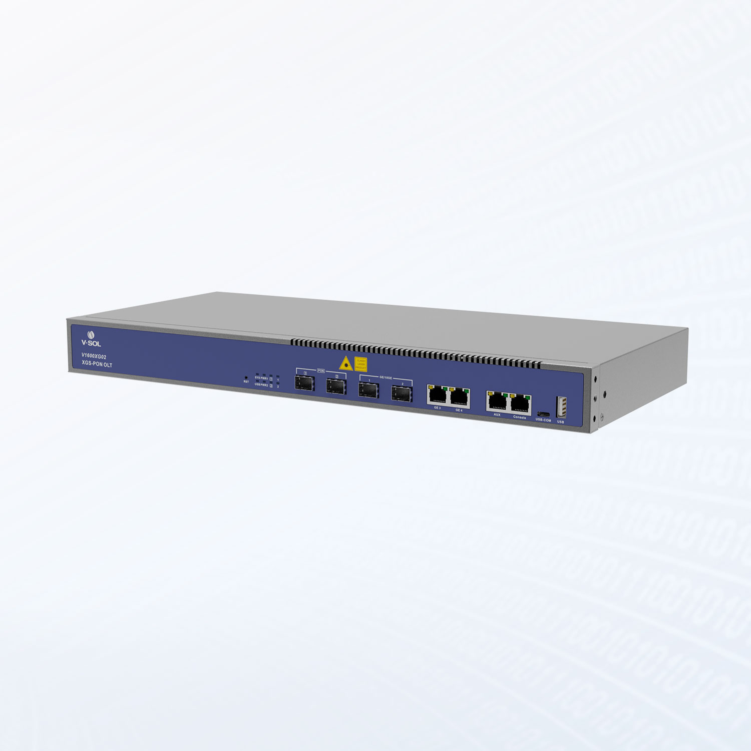 Alternative view of V1600XG02 2XG-PON/XGS-PON + 2GE(RJ45) + 2*10GE(SFP+) 10Gbps 1U Box FTTM 2-Портовый XG/XGS-PON OLT